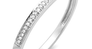 0.10 Carat (ctw) 10k White Gold Round Diamond Ring Wedding Anniversary Thin Slim Dainty Stackable Band 1/10 CT
