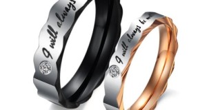 Stainless Steel Love “I Will Always Be with You” Couples Promise Rings Mens Ladies Wedding Bands with Cubic Zirconia
