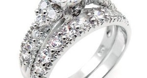 Sterling Silver Cubic Zirconia CZ Wedding Engagement Ring Set