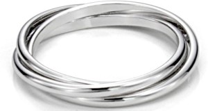 Sterling Silver Triple Interlocked Rolling High Polish Plain Dome Tarnish Resistant Wedding Band Ring, Nickel Free