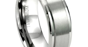 Men’s Titanium 8MM Flat High Polish/Brush Finish Wedding Band Ring w/ FREE gift box (Sizes 7 to 13.5)