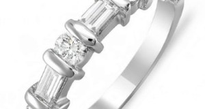 1.00 Carat (ctw) 14k White Gold Round & Baguette Diamond Ladies Anniversary Wedding Ring Matching Band 1 CT