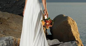 A-line One Shoulder Chiffon Wedding Dress