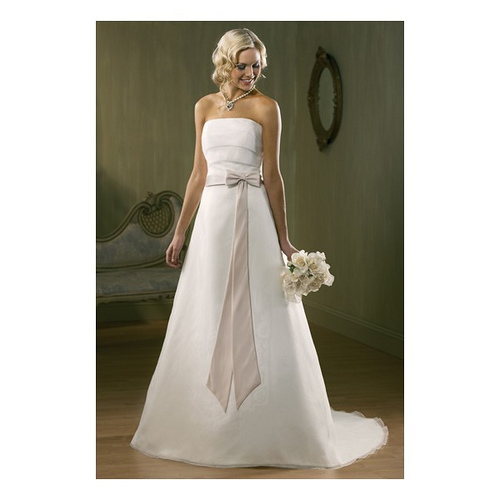 Bow Tie Sash A-line Strapless Wedding Dress | TheBridalBlog.com Wedding ...