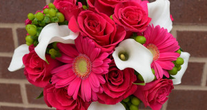 Hot Pink and White Wedding Bouquet
