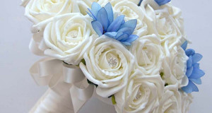 Ivory Rose and Blue Agapanthus Bridal Wedding Bouquet