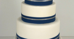 Navy White Silver Wedding Cake
