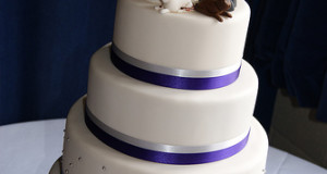 Purple and White Four Tier Wedding Cake